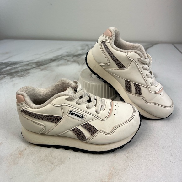 Reebok Toddler Classic White Leather Leopard Print Sneakers Tennis Shoes, Sz 9 - Picture 2 of 8